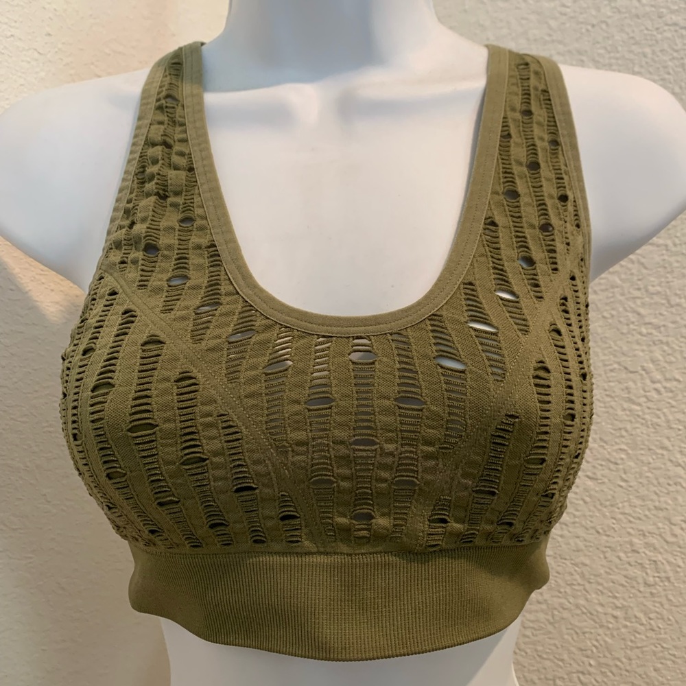 VS olive green crochet sports bra